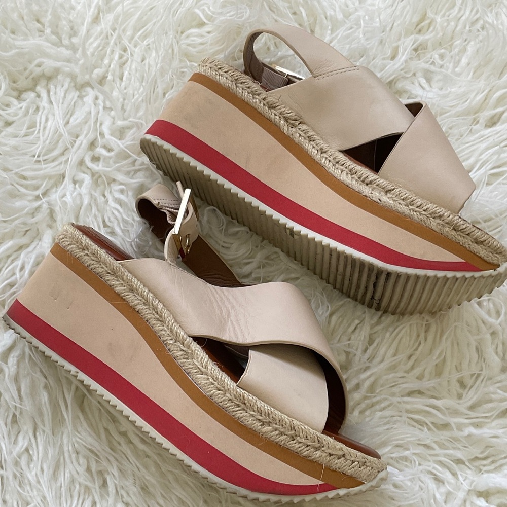 Women's Cream Espadrille Sandals Platforms - Picture 3 of 5